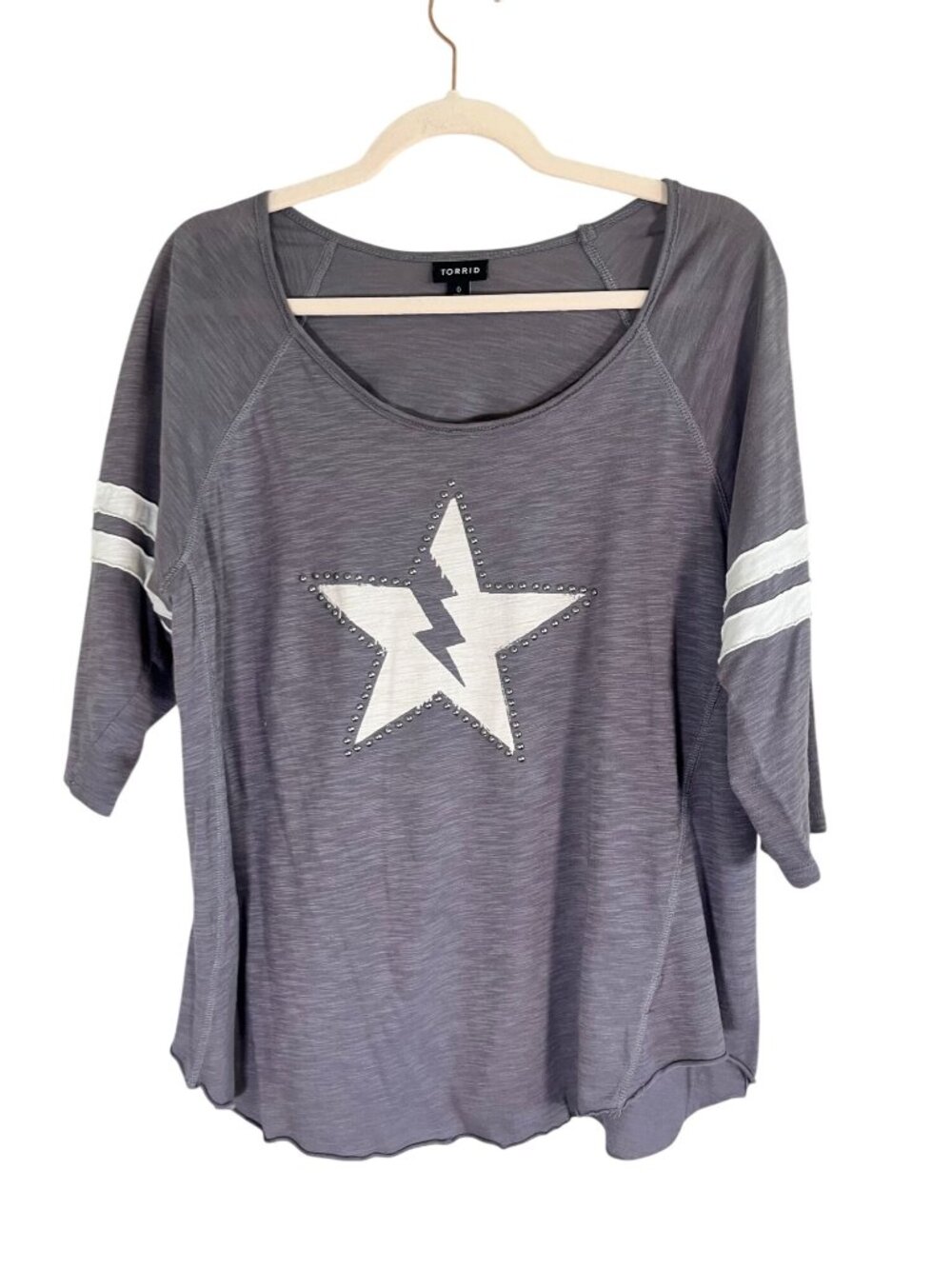 Torrid Studded Star Tshirt Gray 12 Sports Athletic‎ Active Retro Collegiate 90s